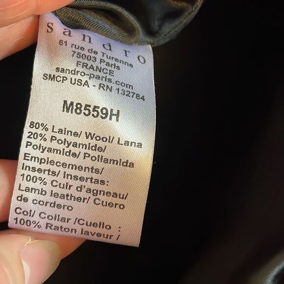 Sandro Paris Wool Blend Hooded Pea Coat Black S - Picture 3 of 10